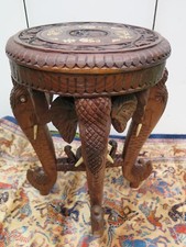 Antik Echtholz Hocker/Beistelltisch Blumentisch Elefanten Dekorativ