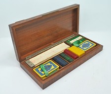 Original Vintage Spielkarten Set Box Zwei Decks Poker Chips Yahtzee Würfel Set