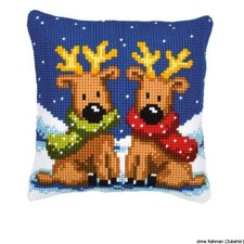 Vervaco Kreuzstichkissen "Rentiere", Stickbild vorgezeichnet