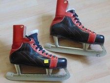 Vintage Schlittschuhe Eishockey Gr. 43 Leder  70er Jahre Wintersport