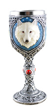 Vogler 816-1978 Weißer Wolf keltischer Kelch mit Metalleinsatz Weinkelch 