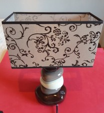 Tischlampe Keramikfuß Art Deco 50er J Rechteckiger H36 Schirm 24/10