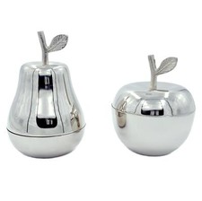 Aufbewahrungsdose Dekoobst Silber  Dekoapfel Dekobirne Geheimversteck Dekoration