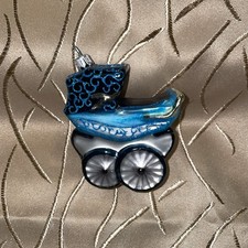 Christbaumschmuck, wie neu, antiker Kinderwagen in OVP