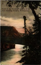 PC KANADA, NEUFUNDLAND, SONNENUNTERGANG AM HUMBER RIVER, Vintage Postkarte (b61745)