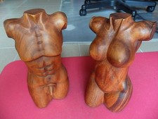 männlicher Körper Torso u. weiblicher Körper Torso aus Teakholz