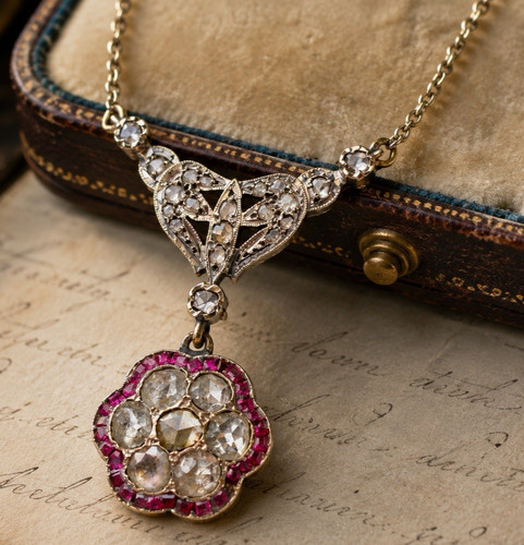 Collier diamanten rubine - diamanten,,