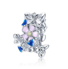 Charm Perle Ring Blume Schmetterling 925 Silber  - Anhänger für Pandora Armband