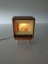 Fernseher alt leuchtet Teddybären Puppenstube Puppenhaus R. Süß 60er Jahre DDR