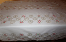 Schöne Damast Tischdecke-Tafeltuch-Tischtuch-Handarbeit-Stickerei