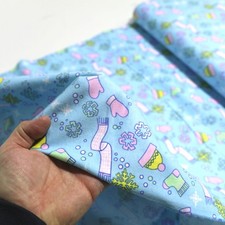 Weicher Baumwollstoff Kinderstoff WinterStoff Blau Meterware Kinderflanell