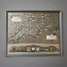 Bildplan von West Country (BY A.E TAYLOR) VINTAGE Goldfolie Karte GERAHMT
