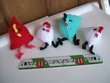 Set 4x Hühner Gehäkelt Häkeln Tier Handarbeit Deko Ostern Frühling