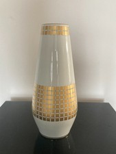 Retro Vase Tirschenreuth, weiß-gold, Neuwertig