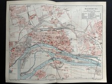 antiker historischer Stadtplan Magdeburg um 1900, + Straßenverzeichnis
