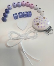 Schnullerkette Zum Basteln mit  Wunschname🍼Holz🍼Mädchen🍼Herz🍼Clip