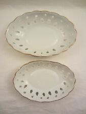 2 x SEIFE ABTROPF-SCHALE KERAMIK PORZELLAN SEIFENSCHALE WEIß VINTAGE GOLD RAND