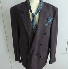 Herren Sakko 2 reihig Gr. 94 Aubergine Beere Lila Krawatte Einstecktuch C & A