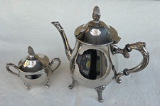 alte versilberte Teekanne und Zuckerdose, vintage, sehr dekorativ, antik?