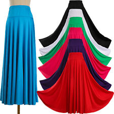 DE Damen Flamenco Rock Maxi Lang Tanzrock Elastische Taille Tellerrock Unterrock