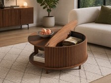 Runder couchtisch holz walnuss - couchtisch,