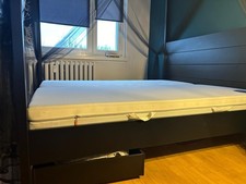 Doppelbett/ Himmelbet 160x200cm mit Schubladen, Polster, Bettgestell, Lattenrost
