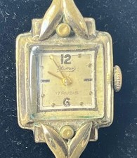 BLUMUS, Walzgold Mikron 20, vergoldet, Damenuhr, Vintage, original Lederband