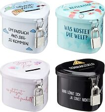 Sparbüchse Herz mit Schloß in 4 Varianten Spardose