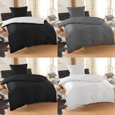 2tlg Bettwäsche 135x200 155x220 Uni fein Seersucker Wende Bettdecke Kissenbezug