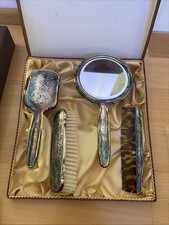 4teiliges Frisierset Jugendstil Silber 835  Vintage Antik