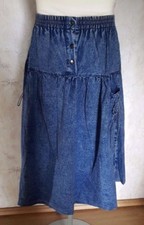 Jeansrock ,Faltenrock,Solex Wadenlang ungefüttert mit Knopfleiste Gr,36-42 blau 