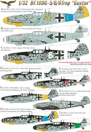 Decal messerschmitt - 1:32,