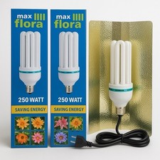 Grow Lampen Set: ESL 2x 250 Watt für Wachstums- und Blütephase mit Reflektor E40