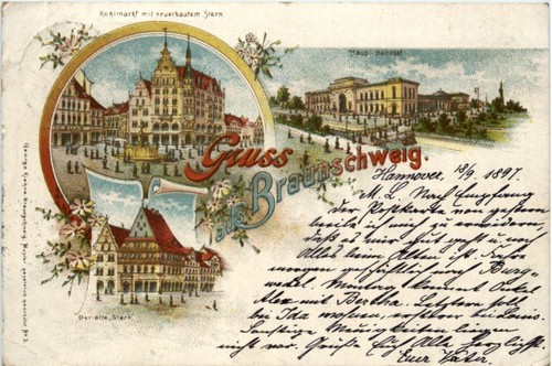Gruss aus braunschweig - braunschweig, litho