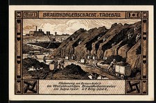 Notgeld Bitterfeld 1921, 50 Pfennig, Braunkohlenschacht Tagebau und Stadtansich 