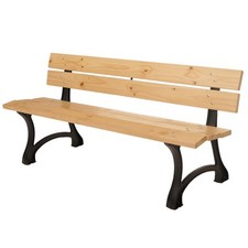 B-Ware Gartenbank MCW-O20, 3-Sitzer, Gusseisen Holz Kiefer, 170cm, hellbraun