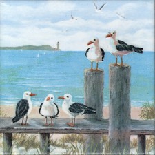 1 Dekobild Möwen Meer maritim Wandfliese Geschenkidee