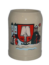 Spaten Münchener Hell Bierkrug Henkel Bier Krug Biergarten 0,5l Steingut NEU