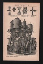 Lithografie 1896: Dampfschiff