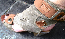 clogs sommer stiefel Tamaris Stiefeletten Peeptoe 37 grün kahki cognac used look