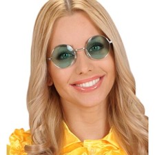 HIPPIE BRILLE GRÜN # Nickelbrille Sonnenbrille Hippiebrille Schlager Party 6732