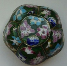 Alte Pillendose Schmuckdose Cloisonne Emaill Pillbox Box Dose Floral Schatulle 3