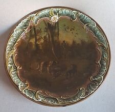 Julius Dressler, großer (Ø 35 cm) Majolikateller, Handmalerei, um 1890, gemarkt