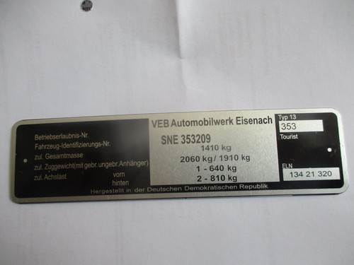 Typenschild schild ifa veb - schild,
