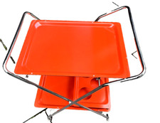 Designer Dinett 70er Jahre Barwagen Beistelltisch klappbar ORANGE + Chrom RAR !!