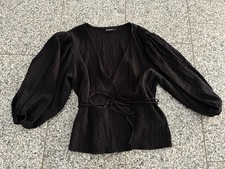 Neu Desigual Bluse Wickelbluse Gr. M Ballonärmel schwarz Wickelshirt