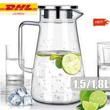 1,5L Glas Wasserkaraffe Kühlkaraffe Sommer Kalte Getränke mit Edelstahl Filter 