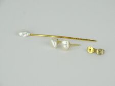 Edle Ohrstecker (14k) + Stecknadel (18k) - Gold + Barock Perlen - Vintage 
