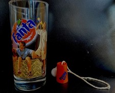 Fanta Glas 0,3 l und Fanta Kugelfangspiel,Geduldsspiel Vintage