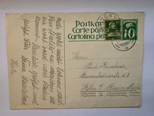 Schweiz beleg postkarte nach - schweiz,